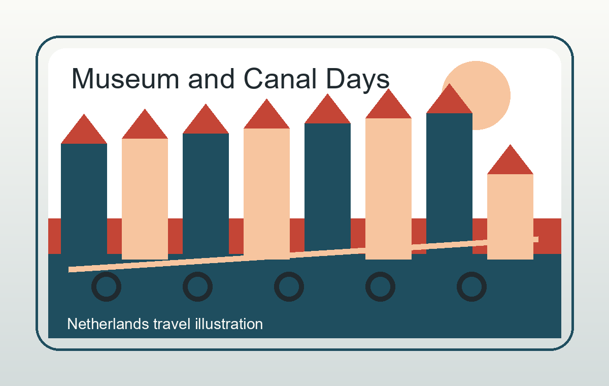 Illustratie van museumroutes en Nederlandse stadsreizen